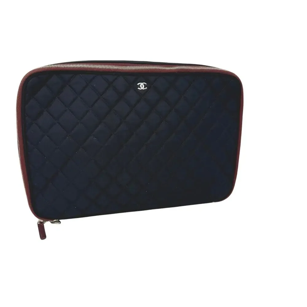 Chanel Quilted Nylon Laptop Case Black Burgundy Limited Edition 2012